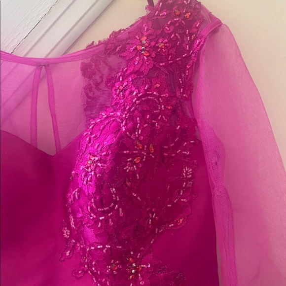Hot Pink Fériani Couture Gown with Beautiful Lace and Beading - Picture 10 of 11